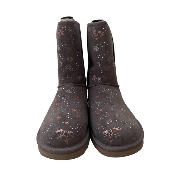 NEW UGG CLASSIC ZODIAC SHORT Boots Gray size 8 - Picture 3 of 9